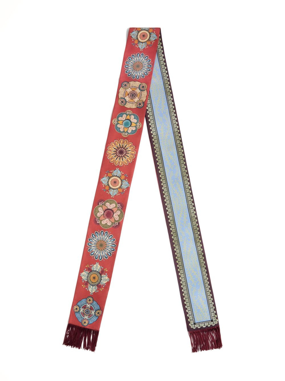 floral-pattern fringed scarf - 5