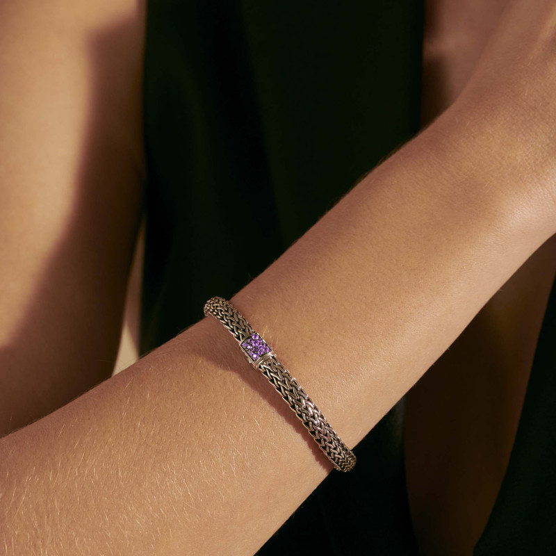 Icon Bracelet, Sterling Silver, Reversible Gemstones, 6.5MM 6