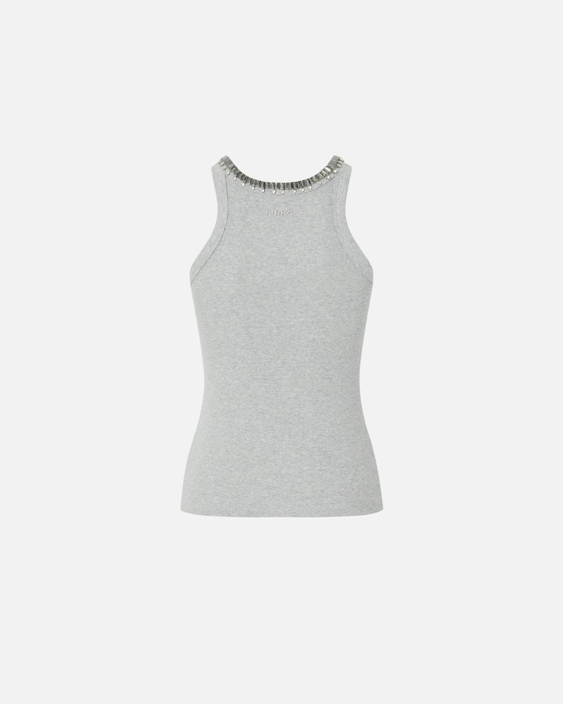 PINKO RIBBED TOP WITH BEJEWELLED EMBELLISHMENT outlook
