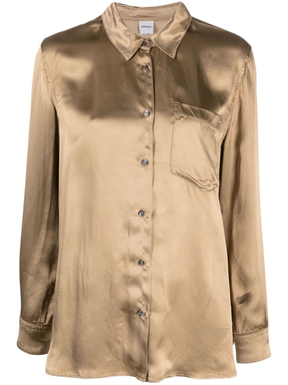 long-sleeve satin-finish shirt - 1