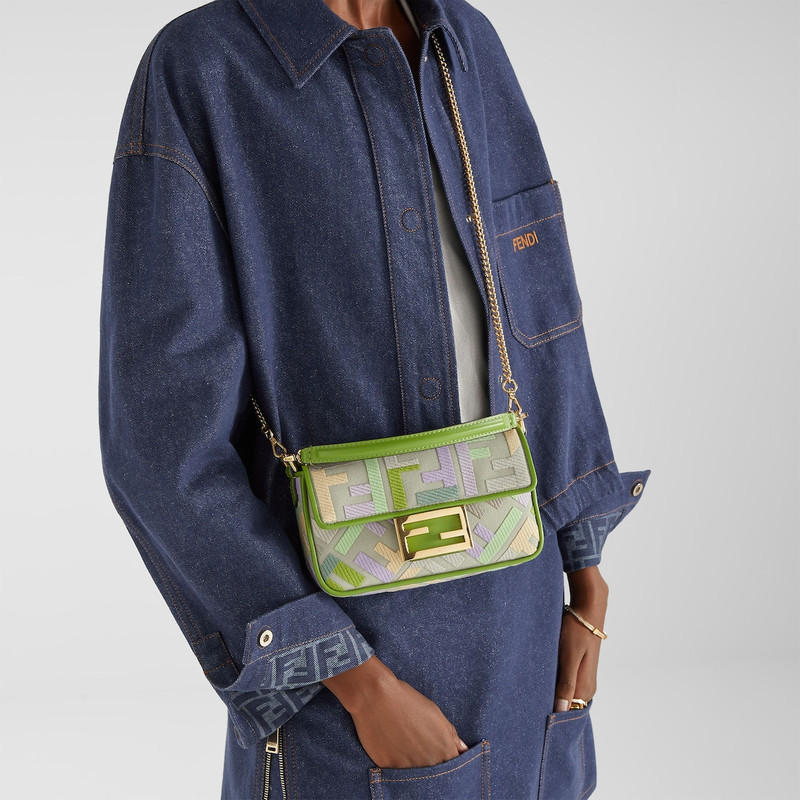 Baguette® Mini Canvas bag with multicolor FF embroidery 7