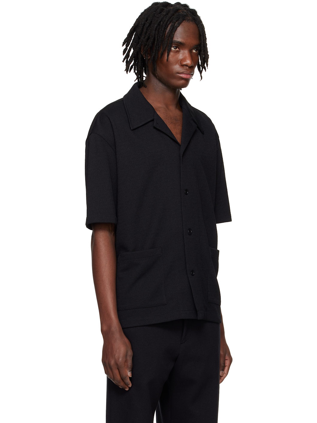 Black Textured Knit Shirt - 2