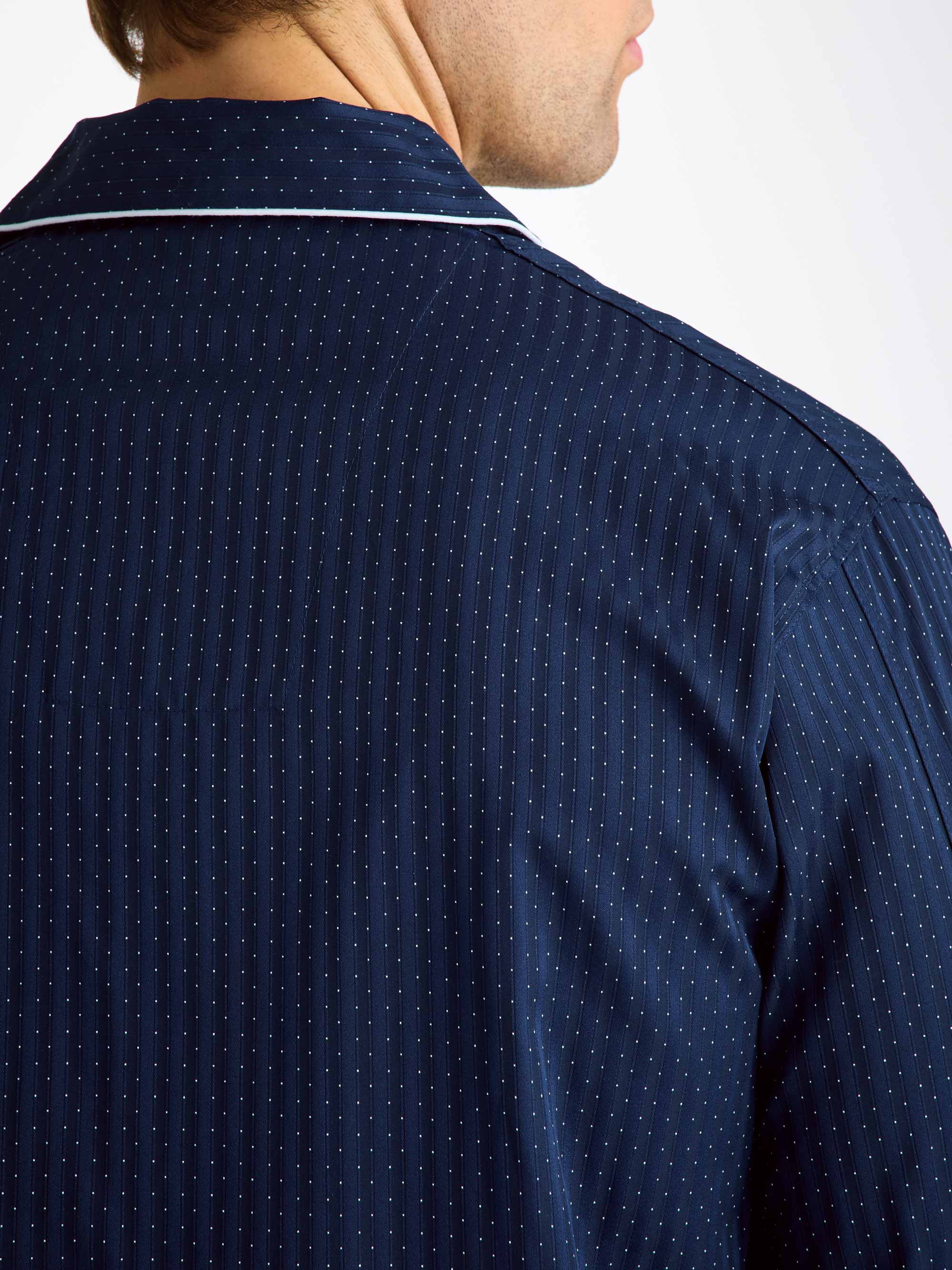Men's Classic Fit Pyjamas Royal 40 Cotton Satin Navy - 5