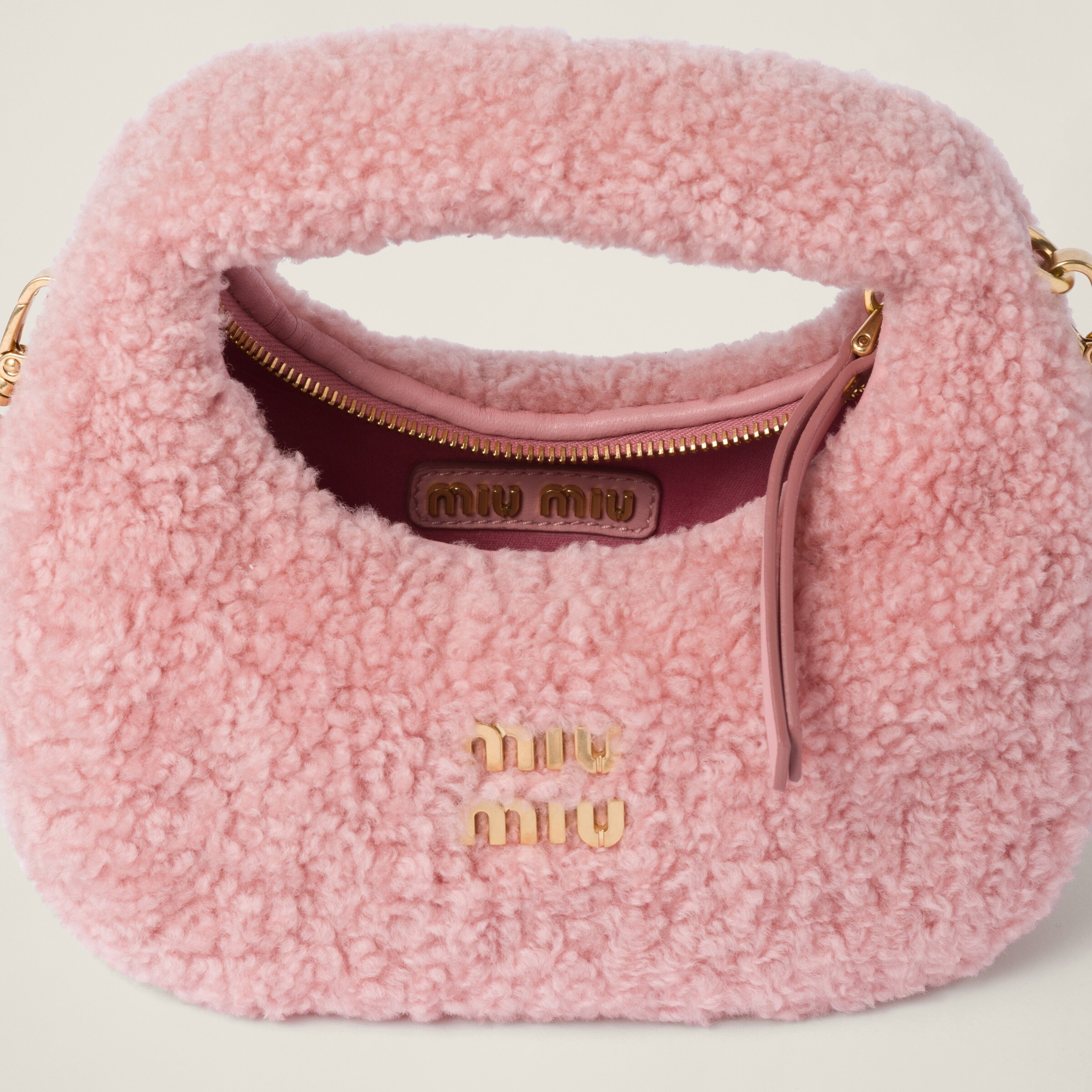 Wander shearling hobo bag with leather details - 5