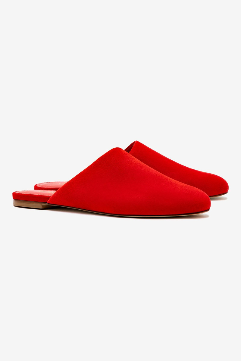 Venice Flat Mule and Pouch Kit In Scarlet Suede 4