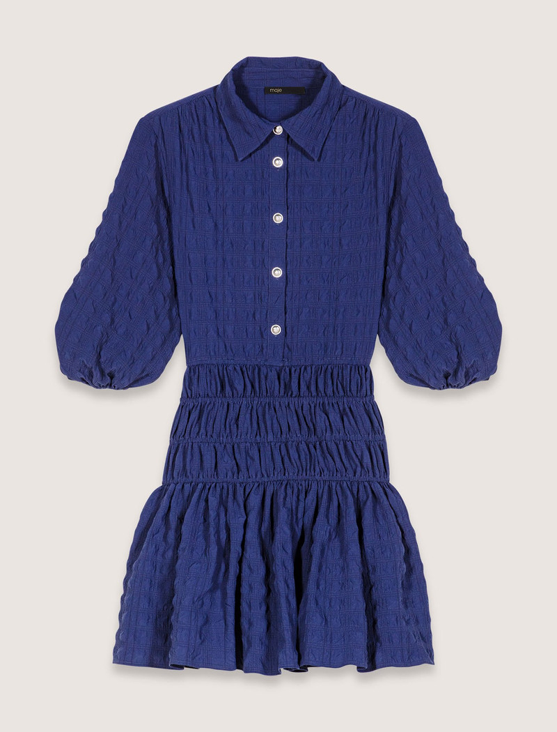 Short satin-effect pleated dress 1