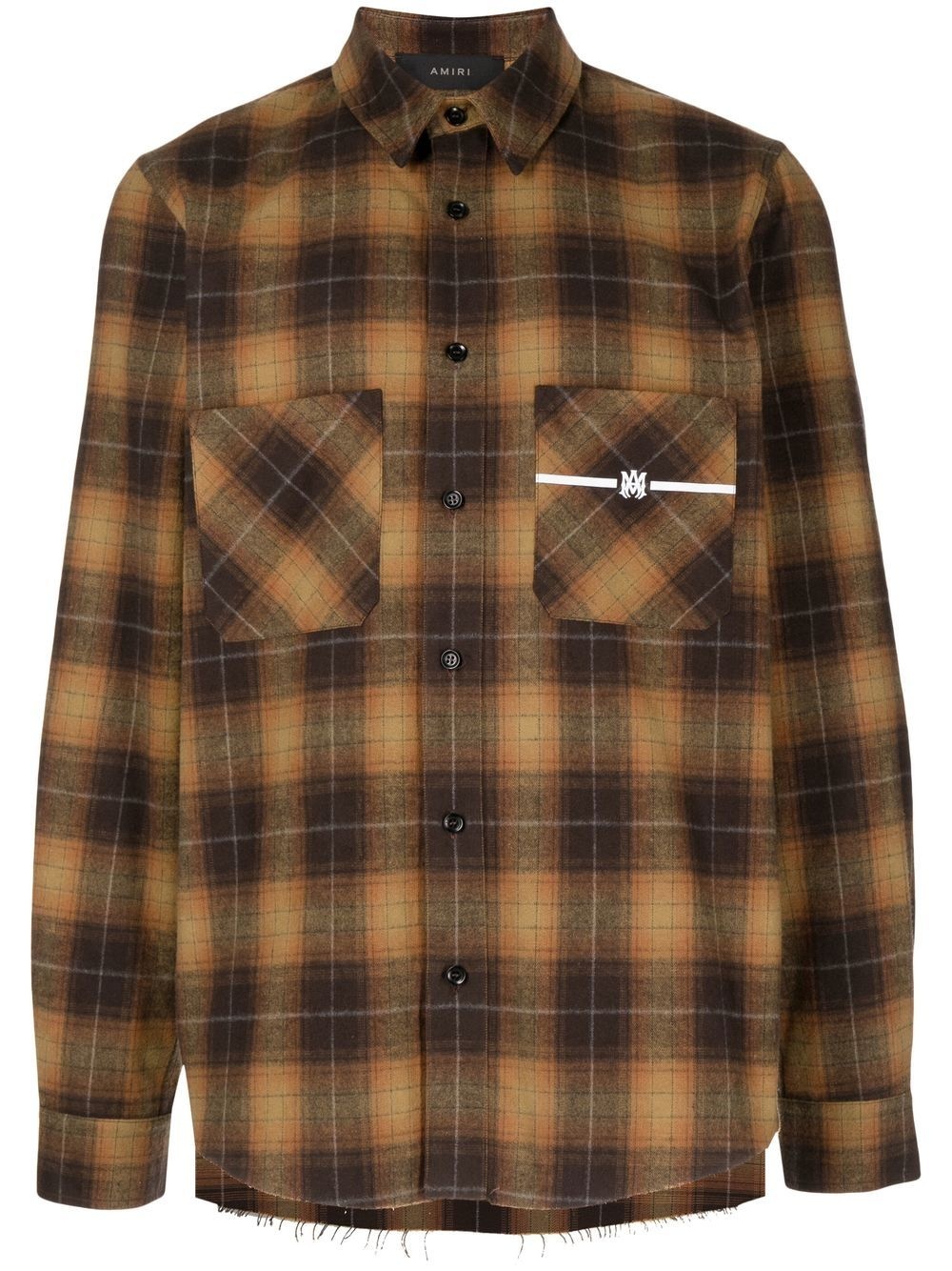 tartan-check logo-print shirt - 1