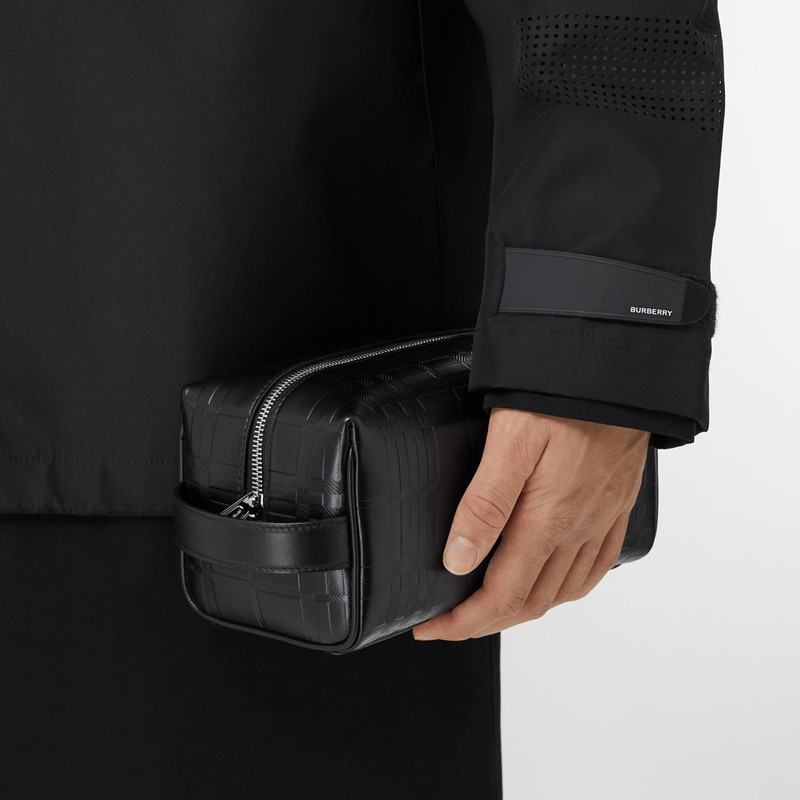 Burberry Embossed Check Leather Travel Pouch outlook
