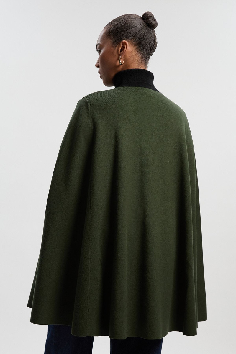 Plus Size Viscose Blend Military Trim Knitted Cape 4