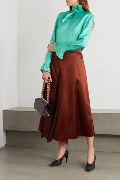 Victoria Beckham Tie-neck silk-twill blouse outlook