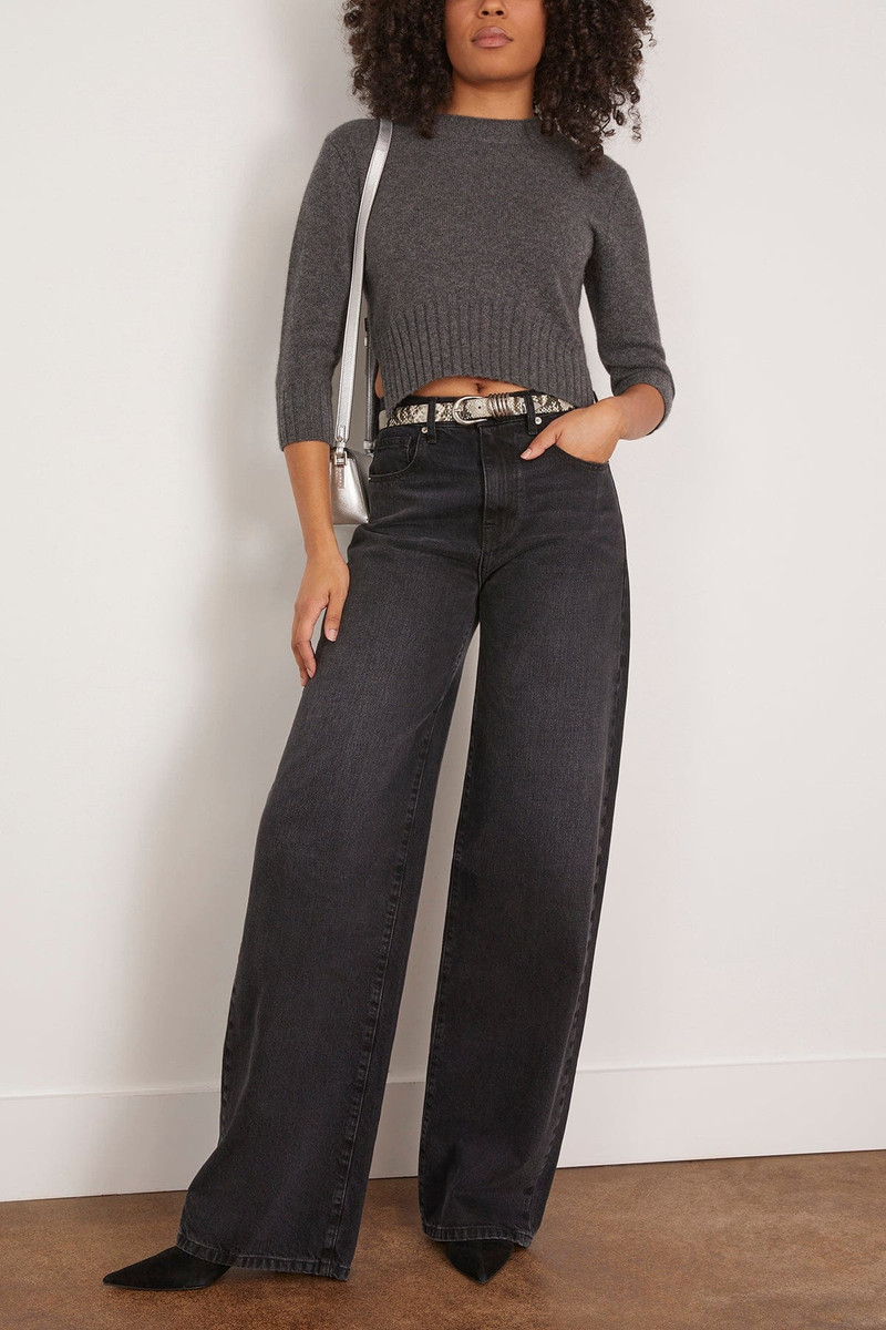 Loulou de Saison Mora Cropped Sweater in Anthracite Melange outlook