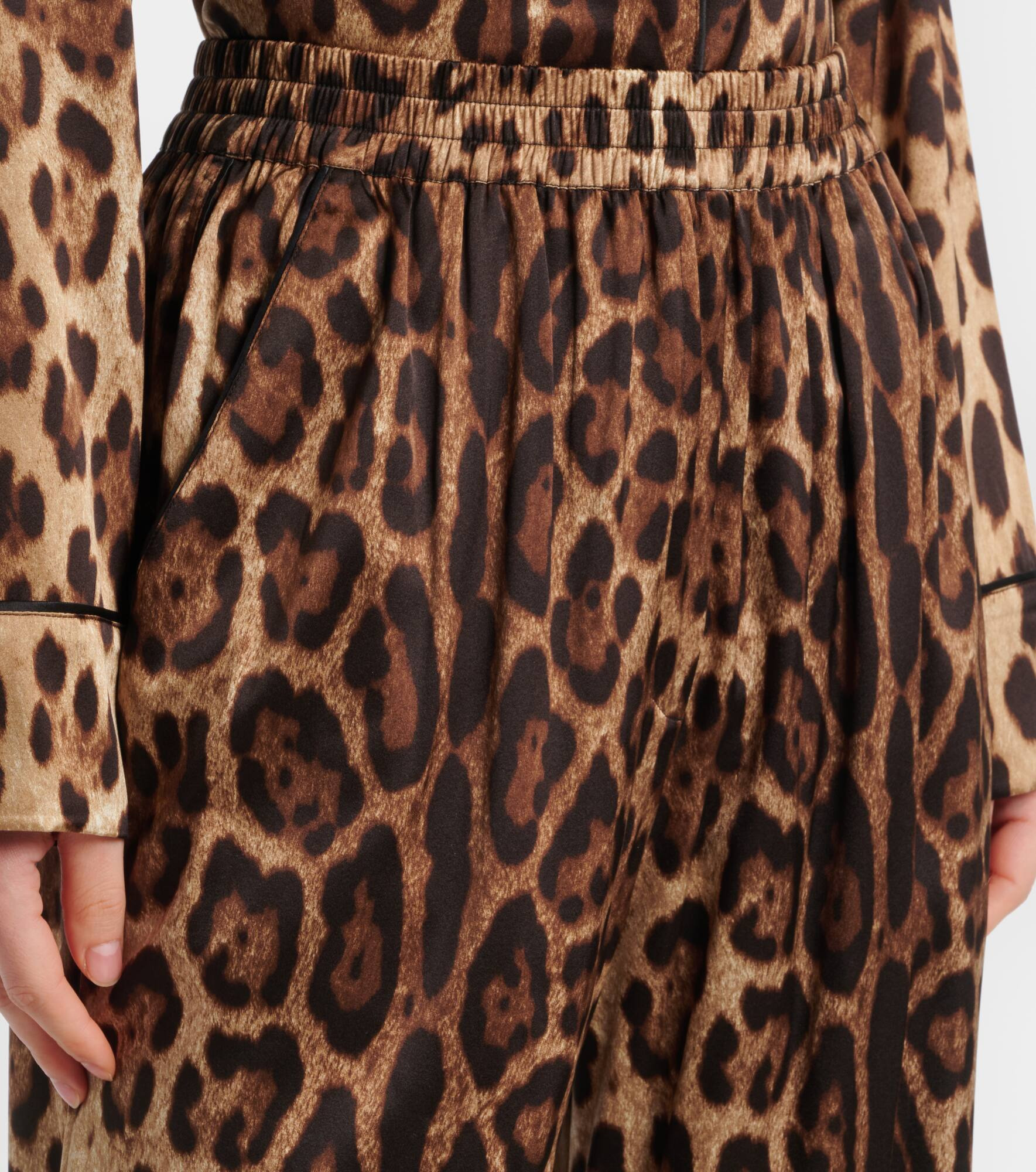 Leopard-print stretch-silk pants - 4