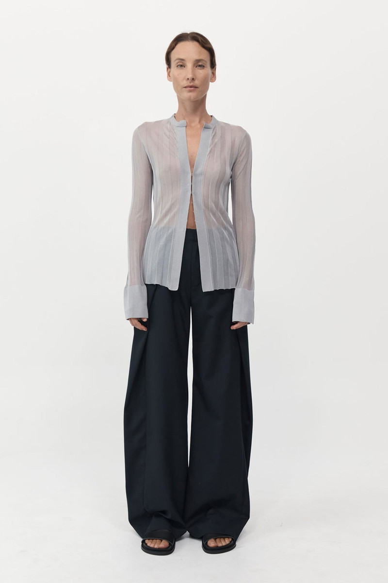 ST. AGNI Fine Pleat Knit Shirt - Silver outlook