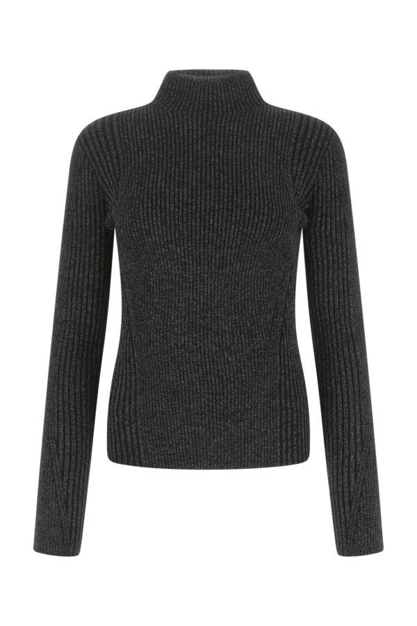 Melange black polyester blend sweater - 1