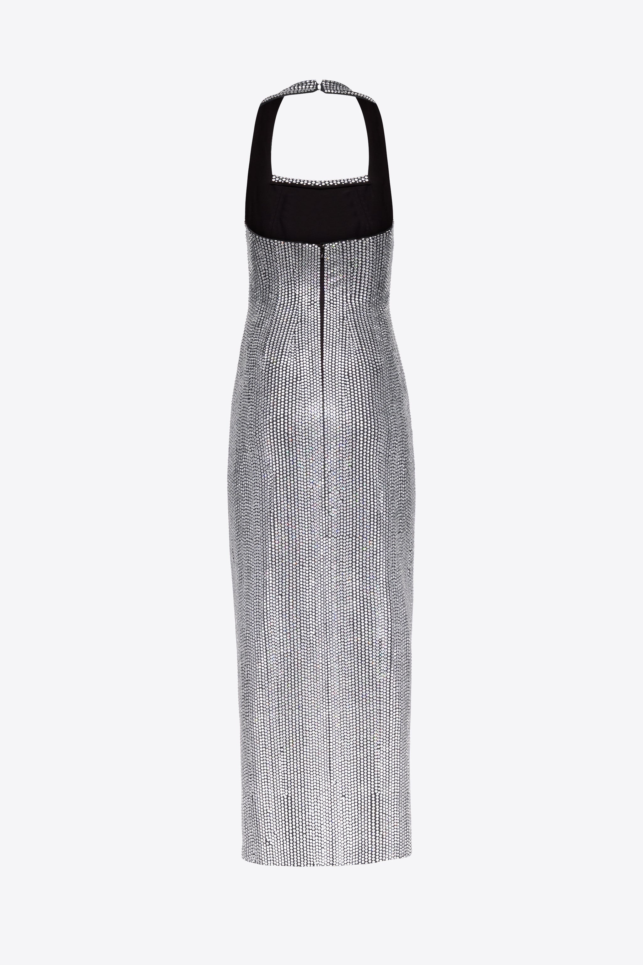 CRYSTAL EMBELLISHED HALTER SLIT GOWN - 2