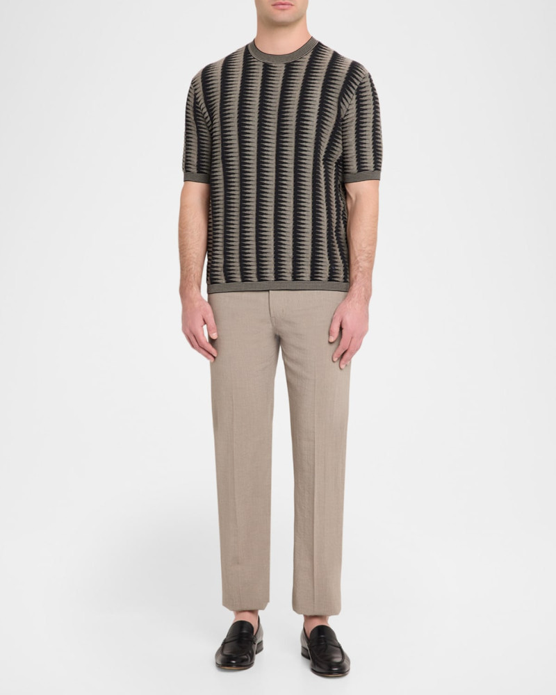 EMPORIO ARMANI Men's Jagged Stripe Cotton Jacquard Short-Sleeve Sweater outlook