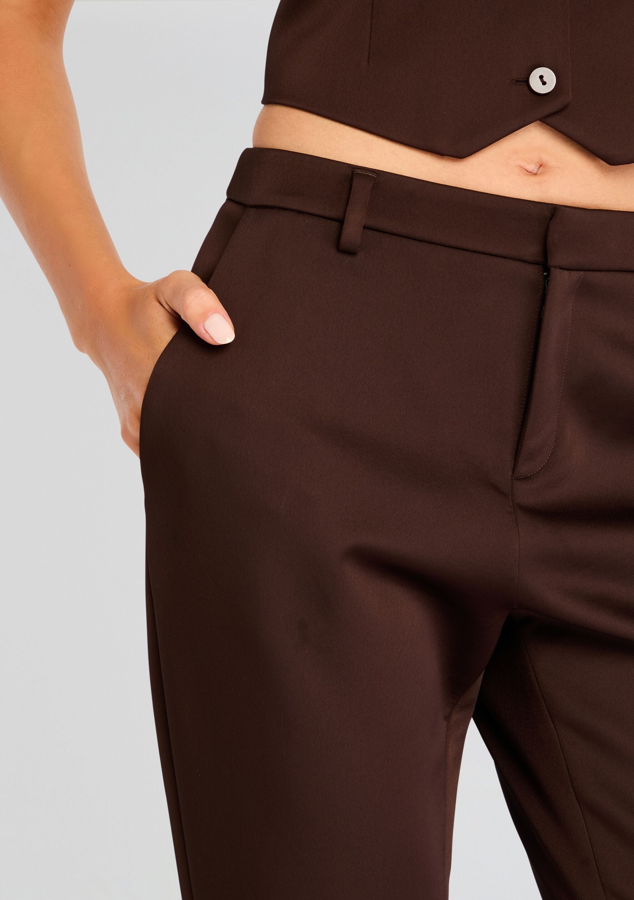 ELVIRA HEAVY SATIN SLIM FLARE TROUSER - 3