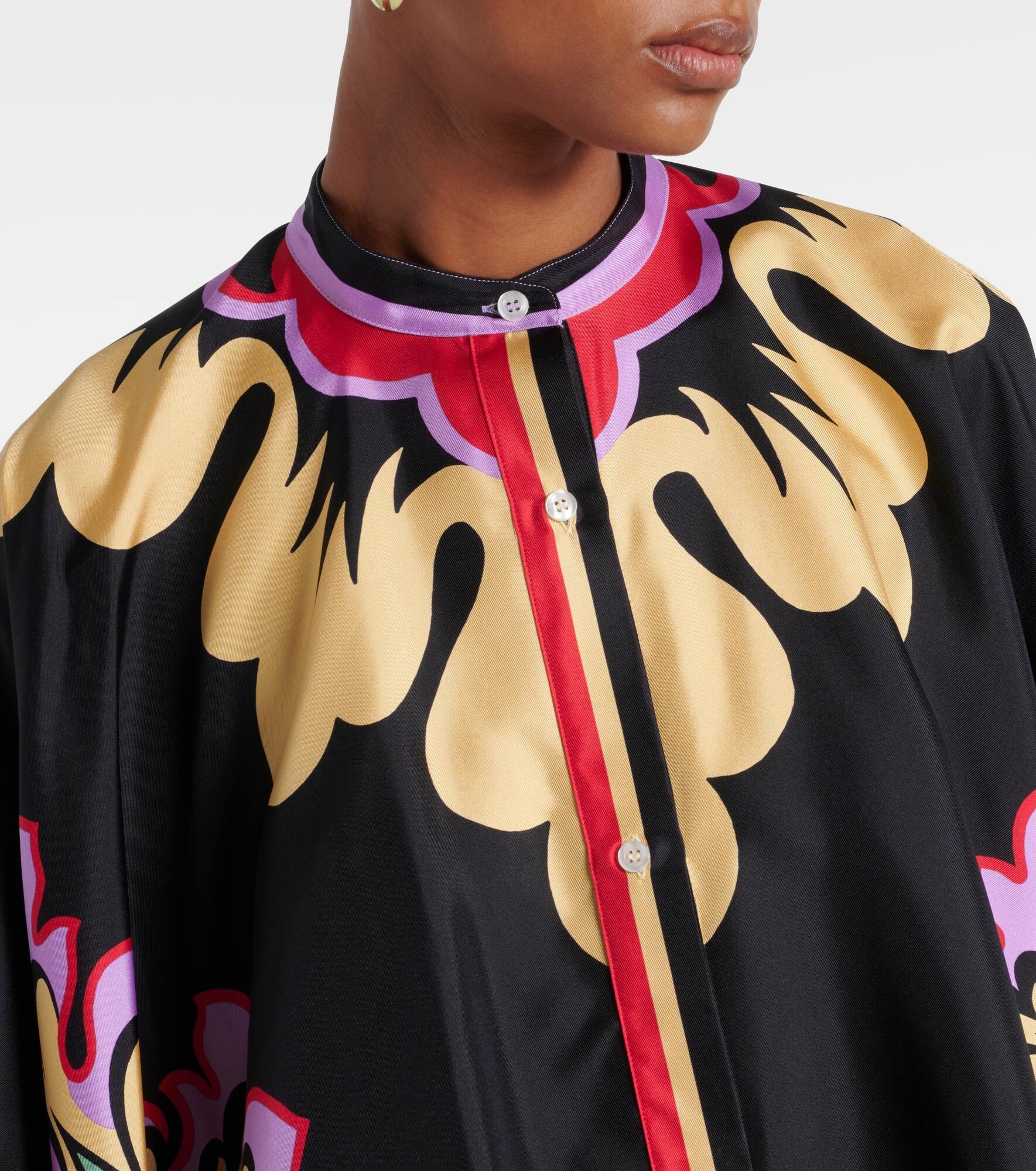 Foulard printed silk blouse - 4