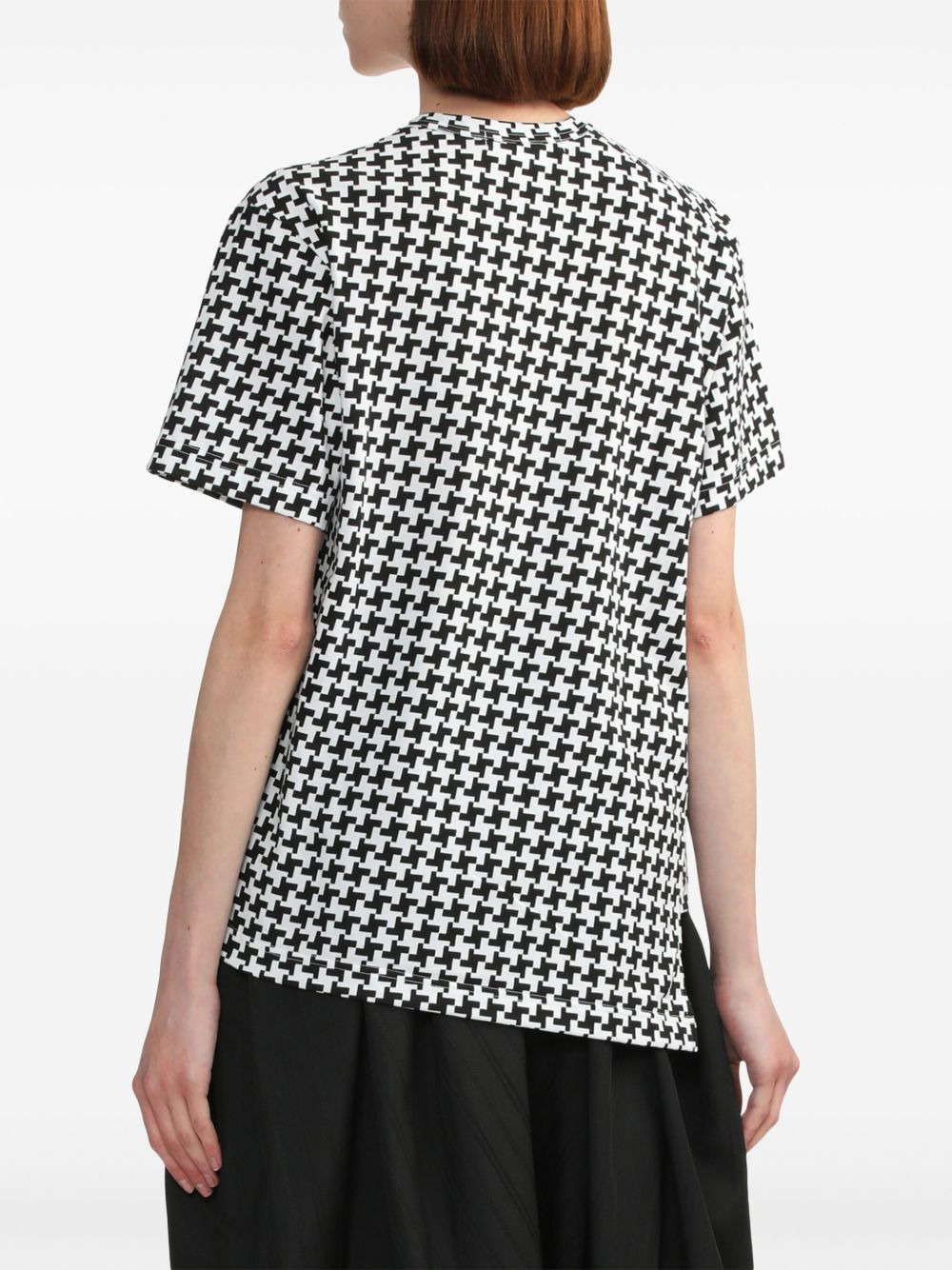 asymmetric houndstooth T-shirt - 4