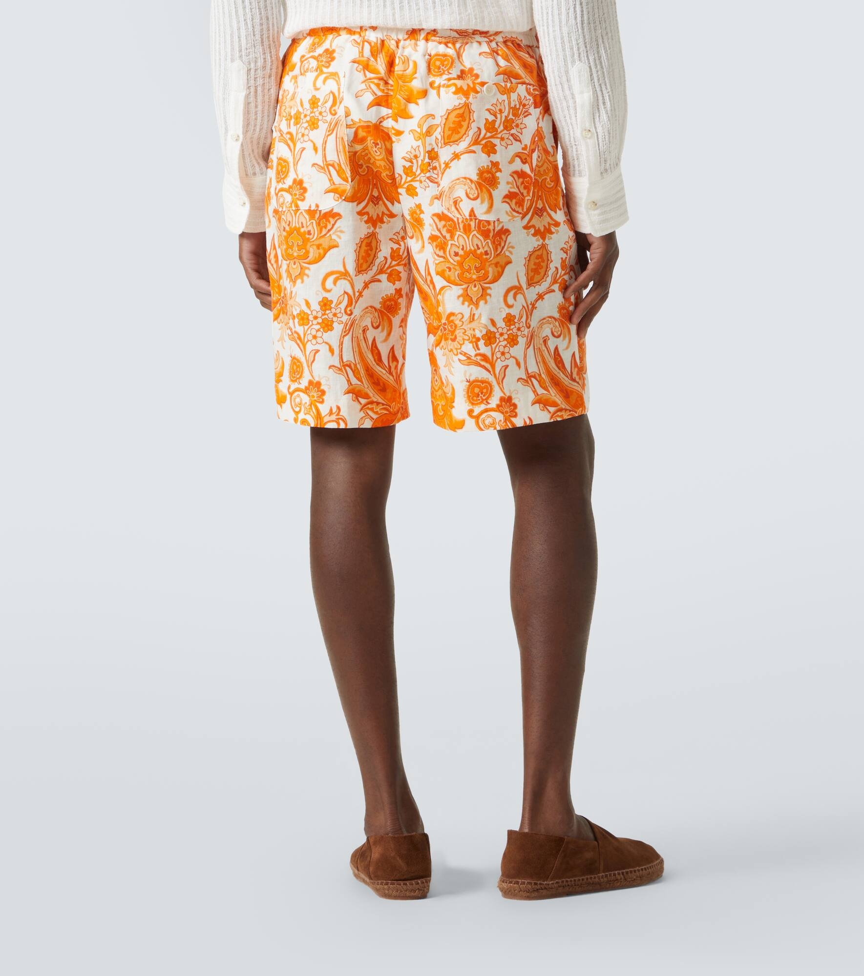 Printed linen Bermuda shorts - 4