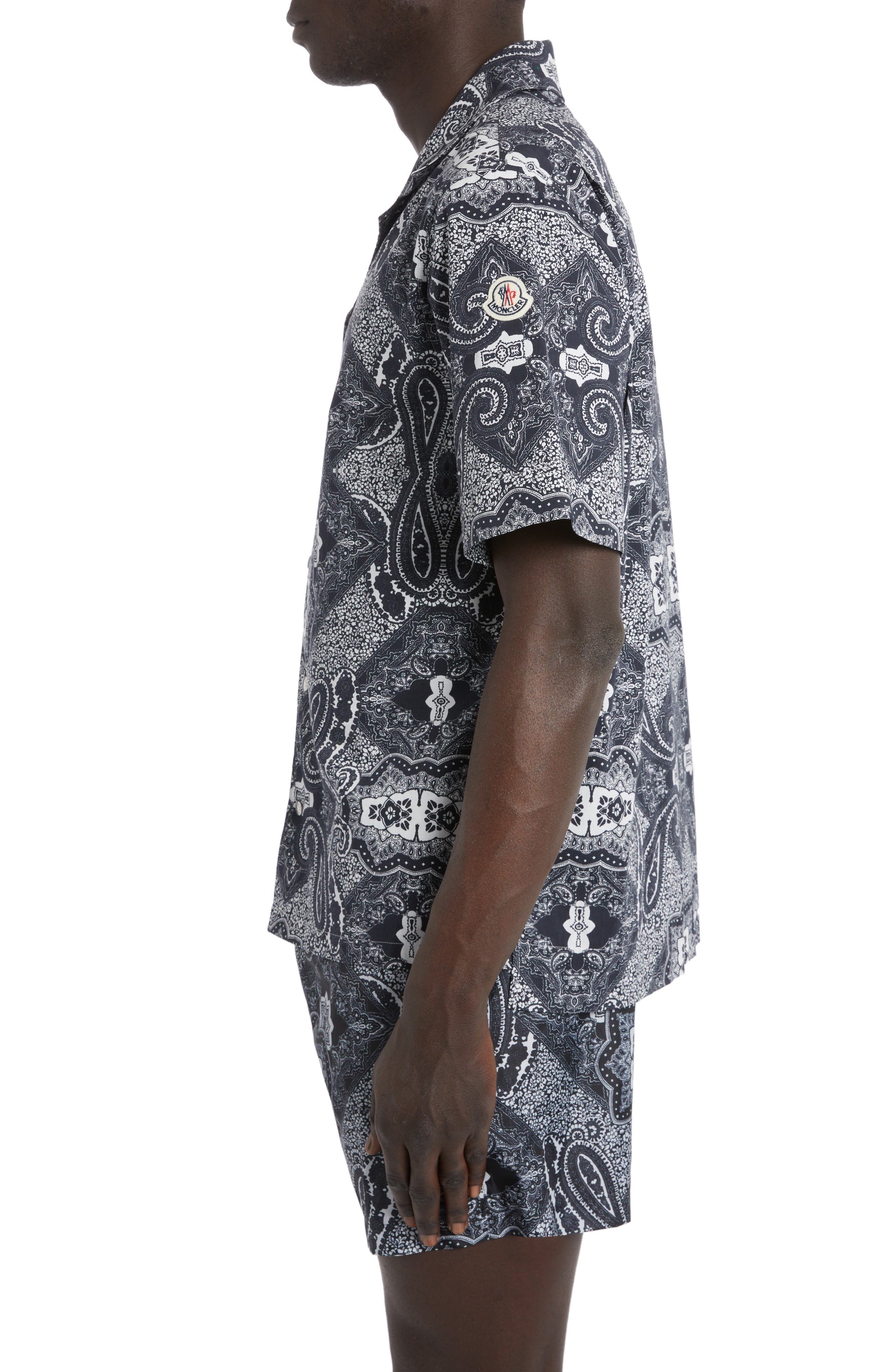Bandana Print Stretch Cotton Camp Shirt - 3