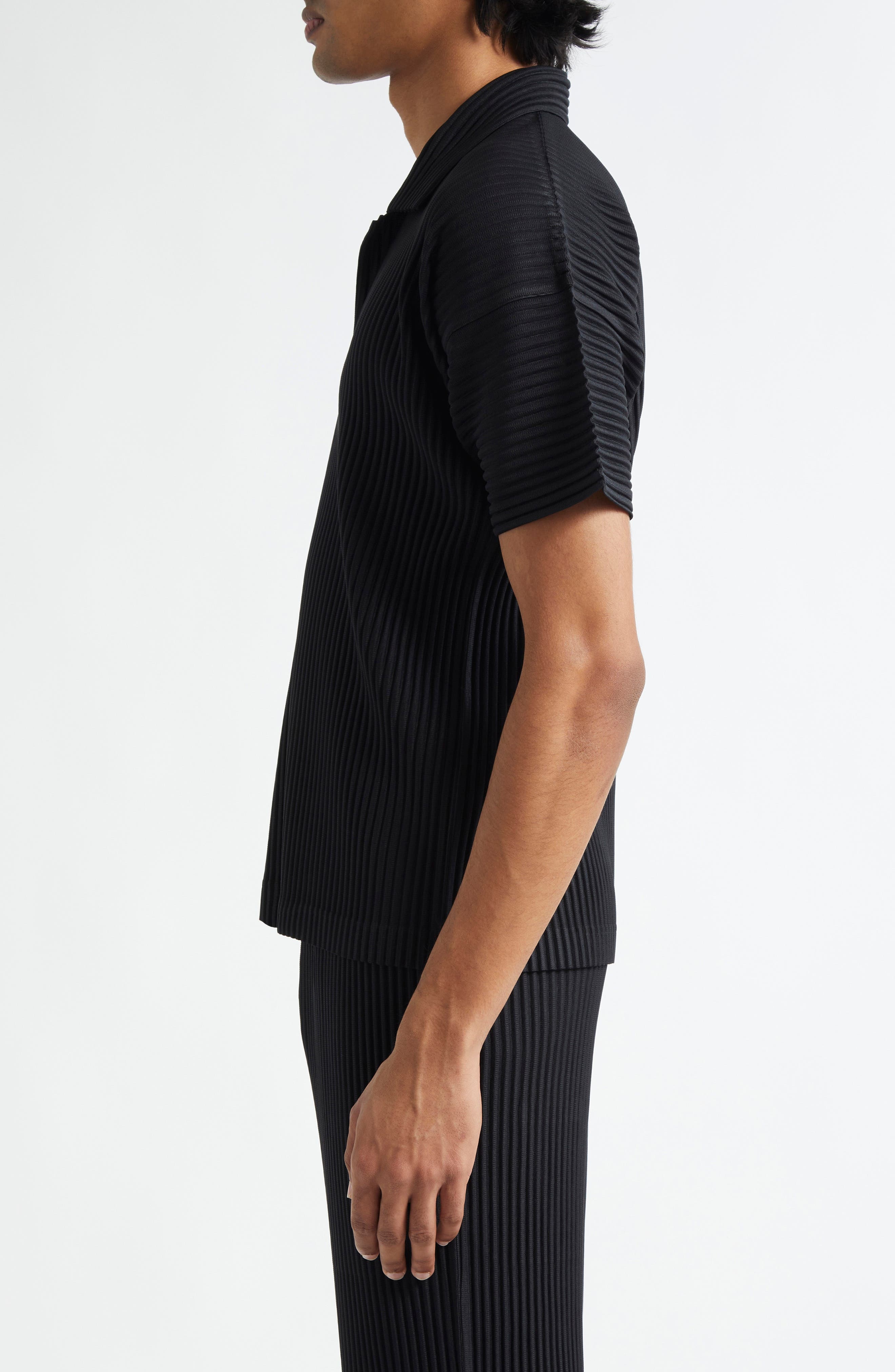 Homme Plissé Issey Miyake Basics Pleated Polo in Black at Nordstrom - 4