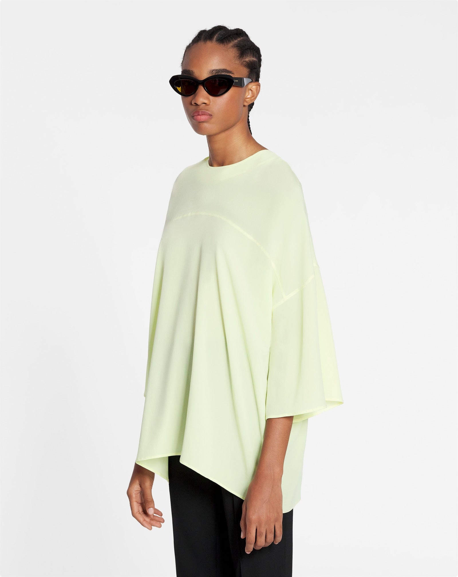 ROUND NECK SS BLOUSE IN SILK - 3