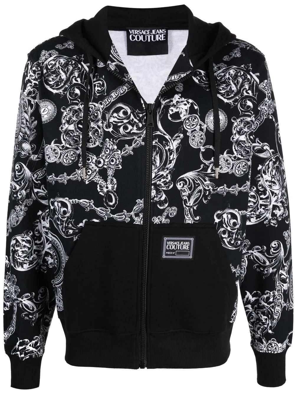 baroque-print zip-up hoodie - 1