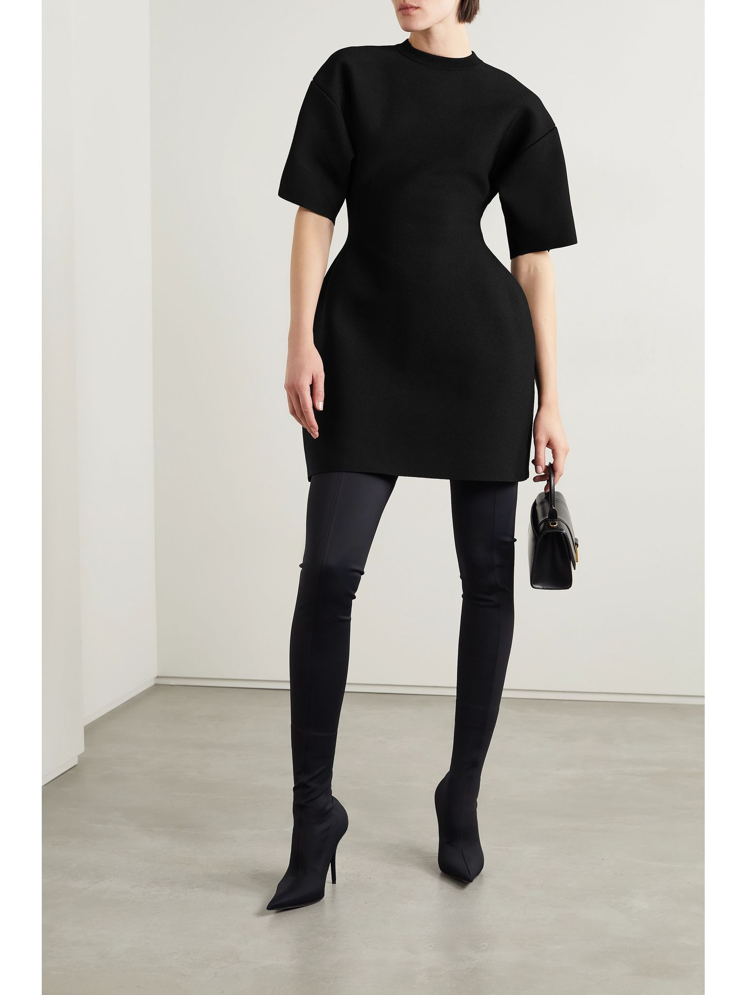 Hourglass stretch-ponte mini dress Black - 2