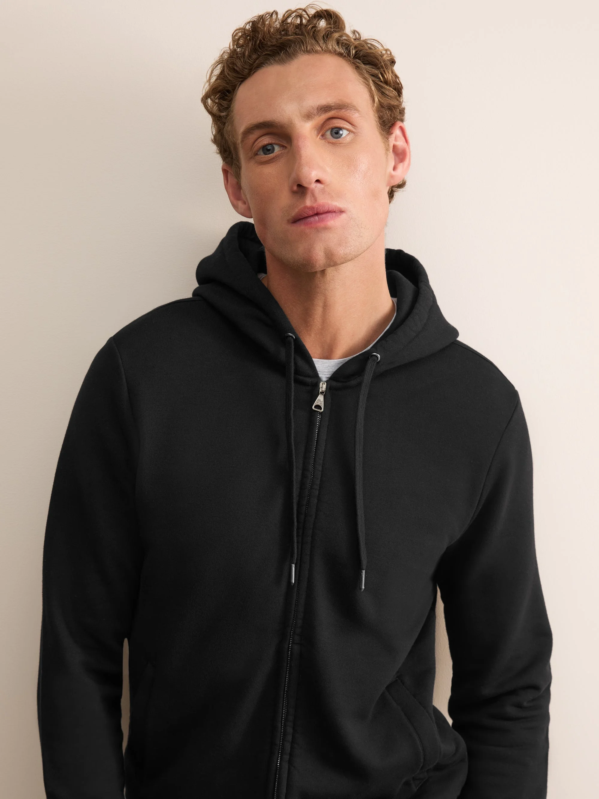 Harley Cotton Modal Zip Up Hoodie Black - 1