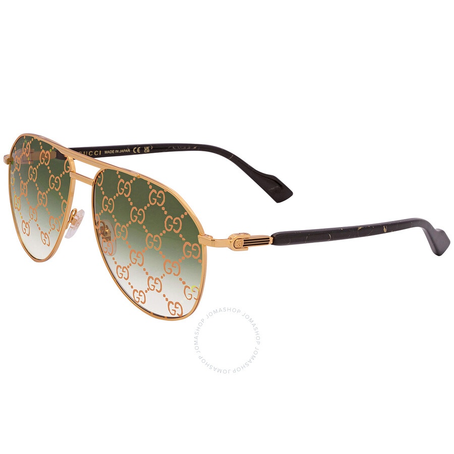 Gucci Green Logo Pilot Men's Sunglasses GG1220S 004 59 - 3