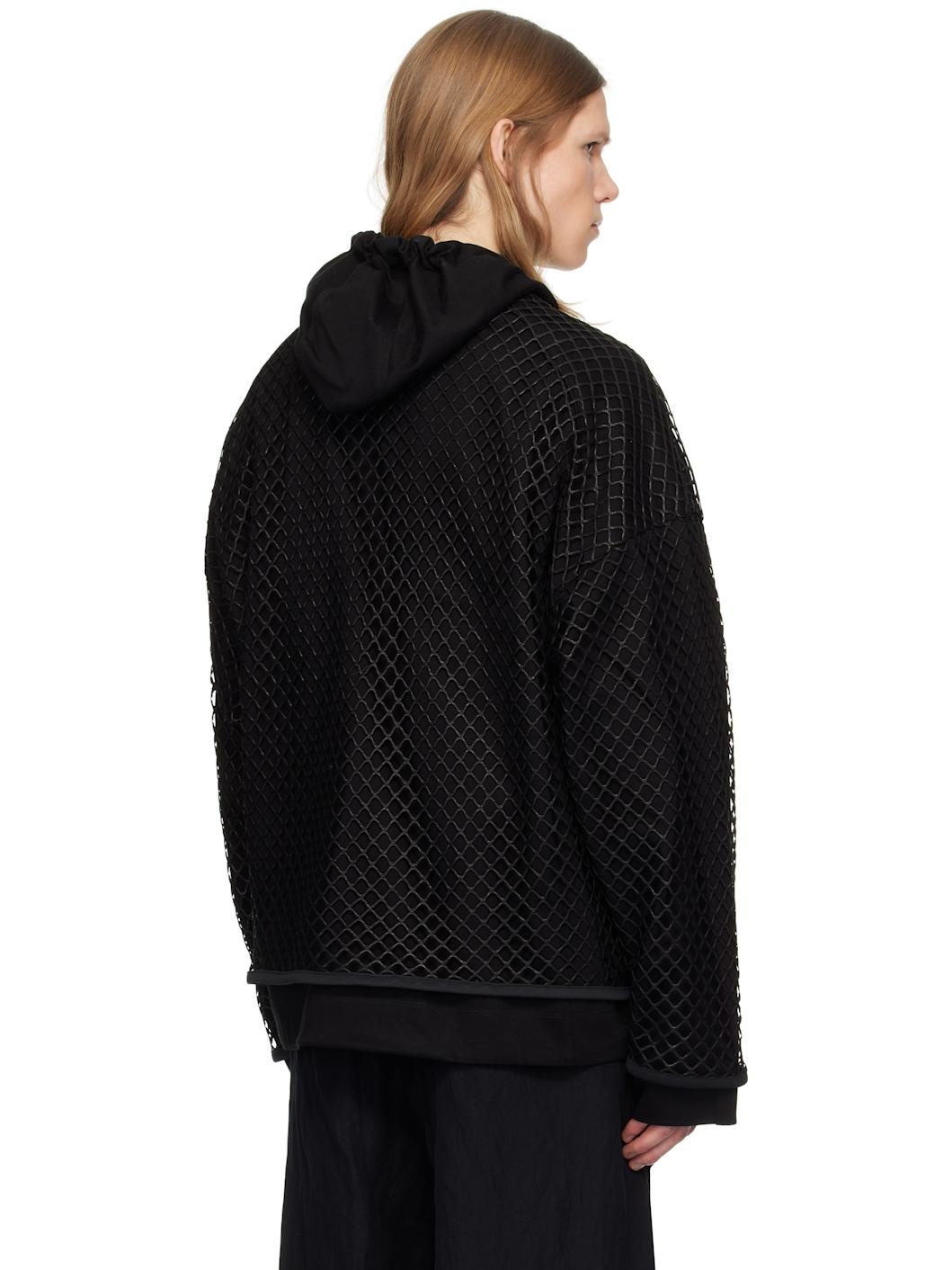 Juun. J Black Net Layered Hoodie - 3