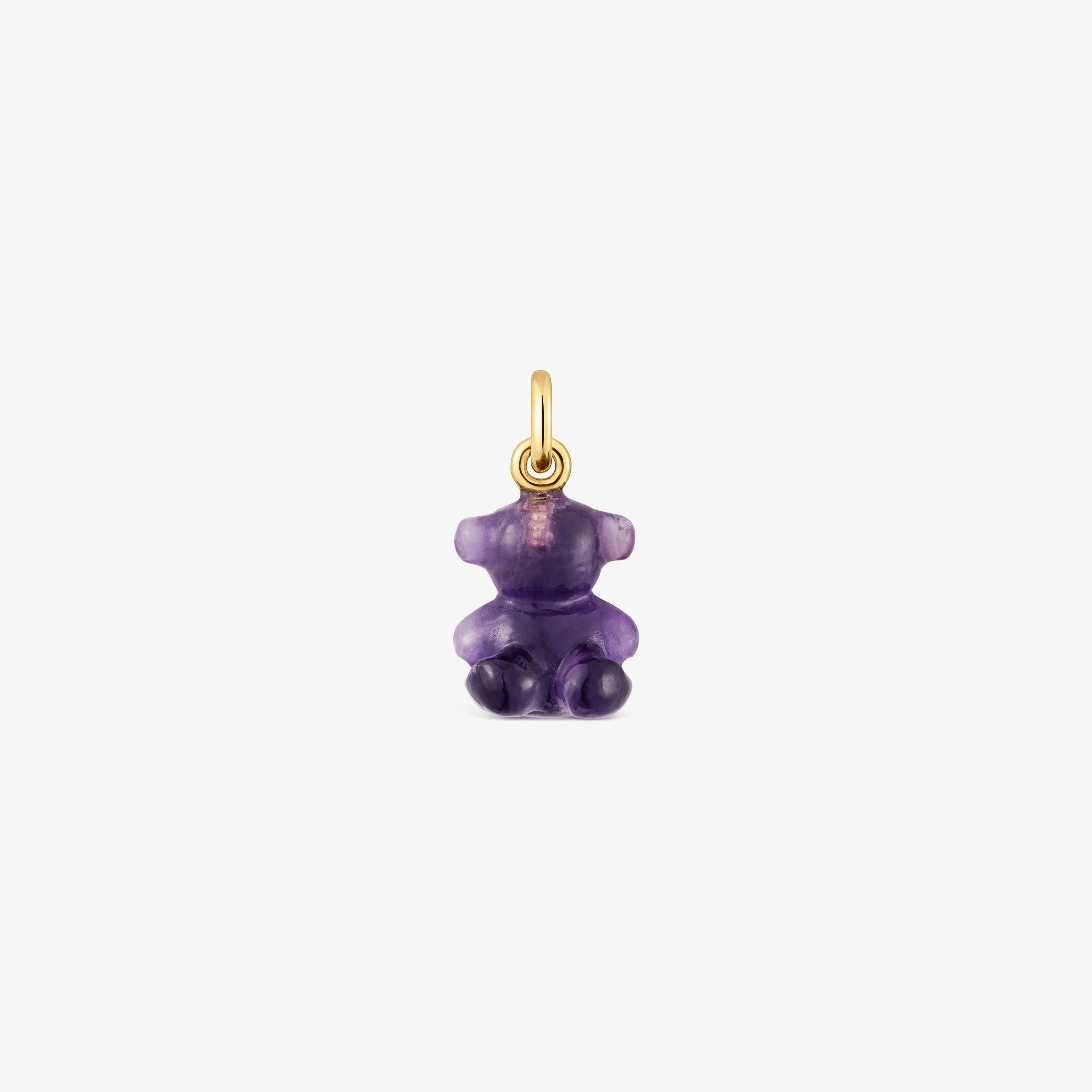 Small bear pendant with amethyst and 14K solid gold Bold Bear - 1