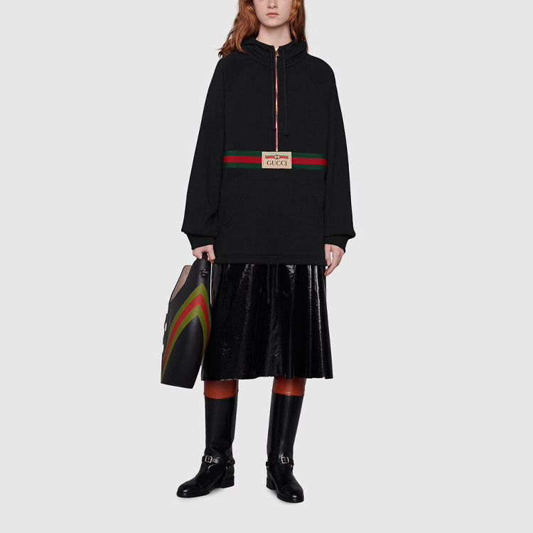 (WMNS) GUCCI Web with vintage Gucci Logo Sweatshirt 'Ink Blue' 644656-XJC3W-4440 - 2