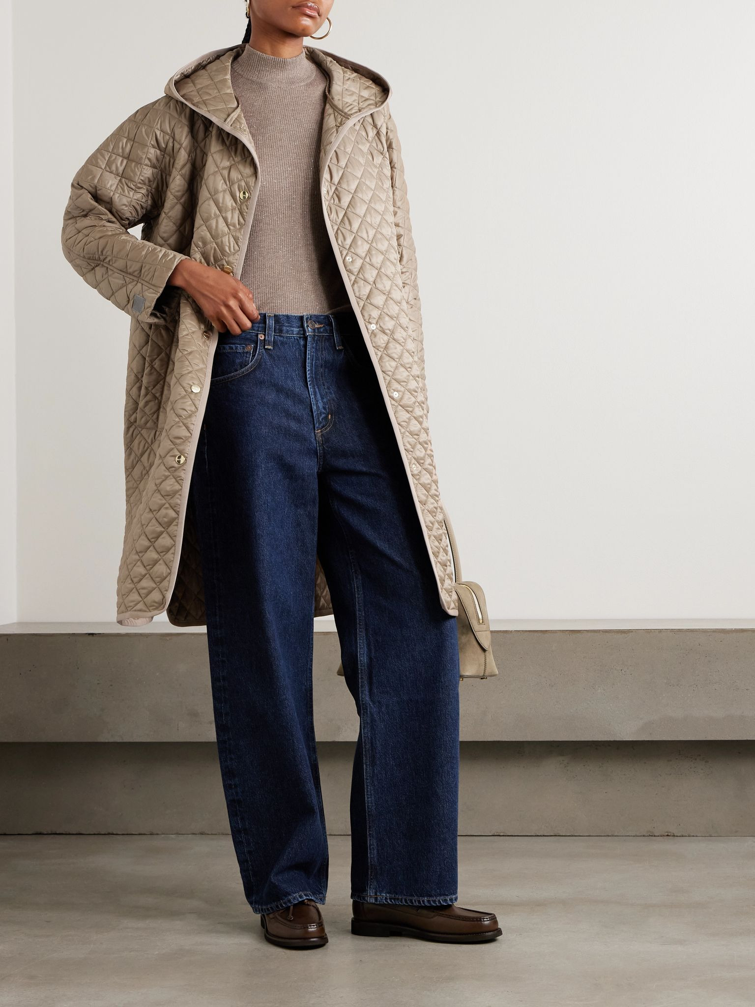 The Cube Joan hooded quilted shell coat Light brown - 2