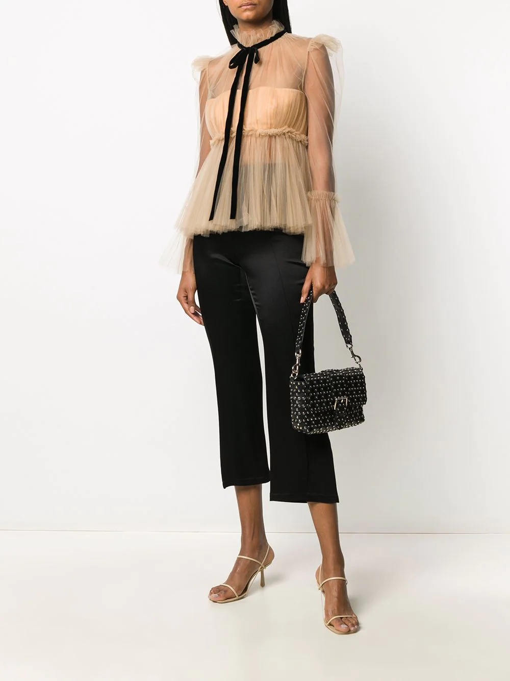 tie-fastening sheer blouse - 2