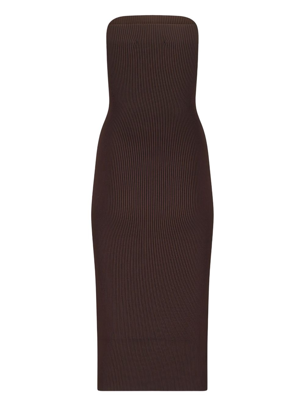 ribbed strapless midi dress - 2