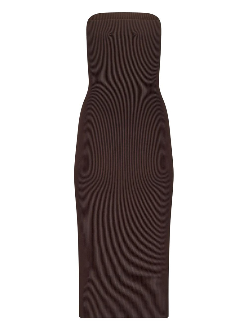 Max Mara ribbed strapless midi dress outlook