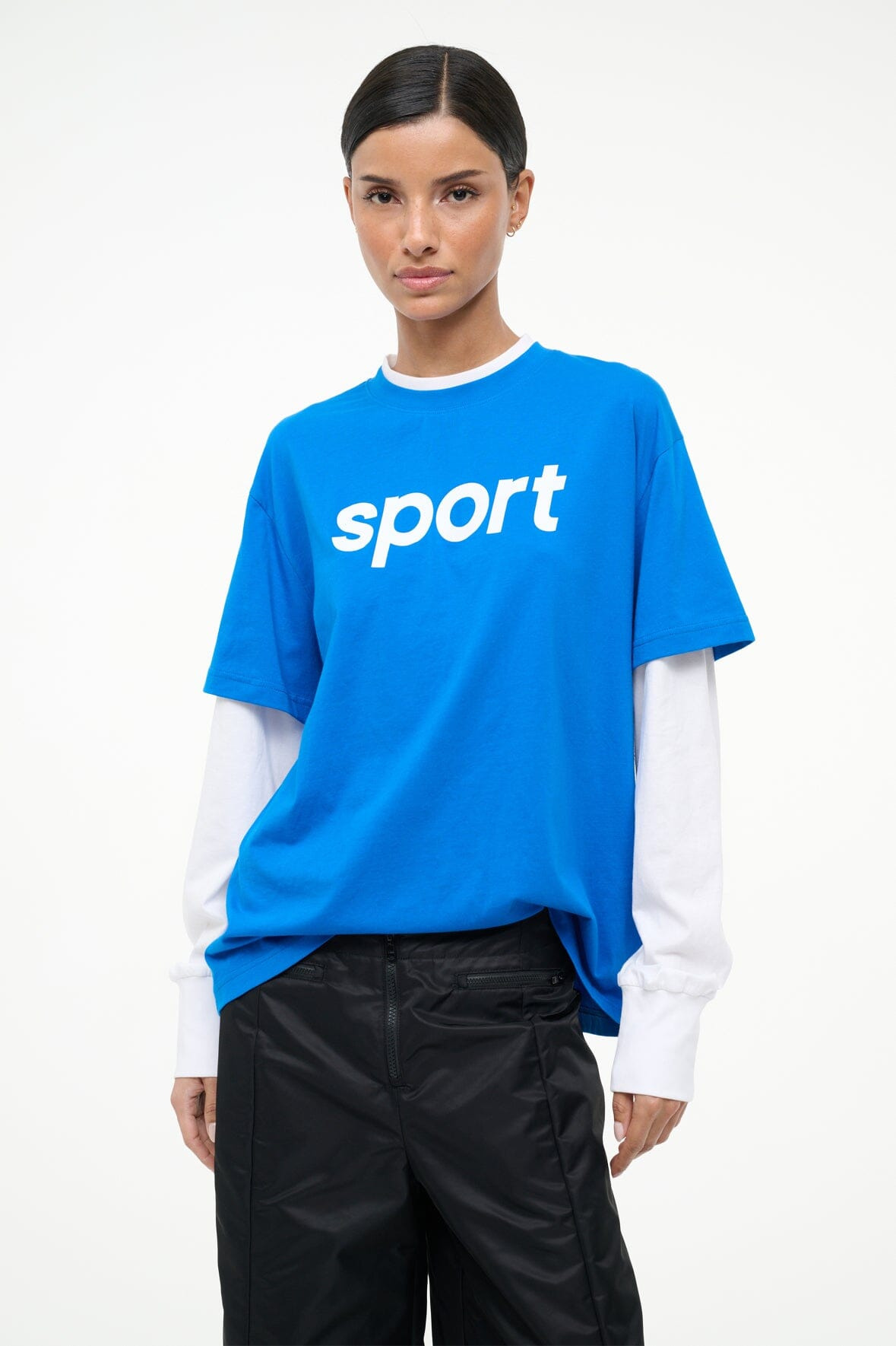 STAUD JUNIOR LONG SLEEVE TEE VARSITY BLUE WHITE - 2