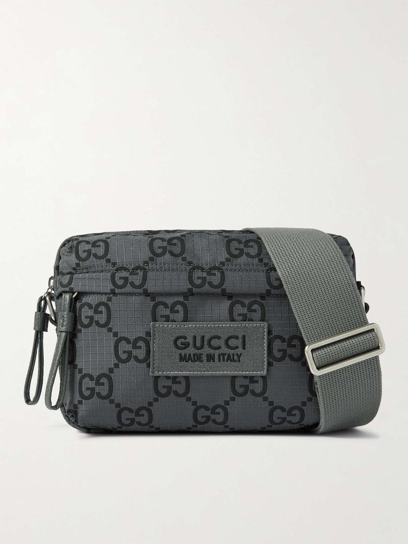 Leather-Trimmed Logo-Appliquéd Monogrammed Ripstop Messenger Bag 1