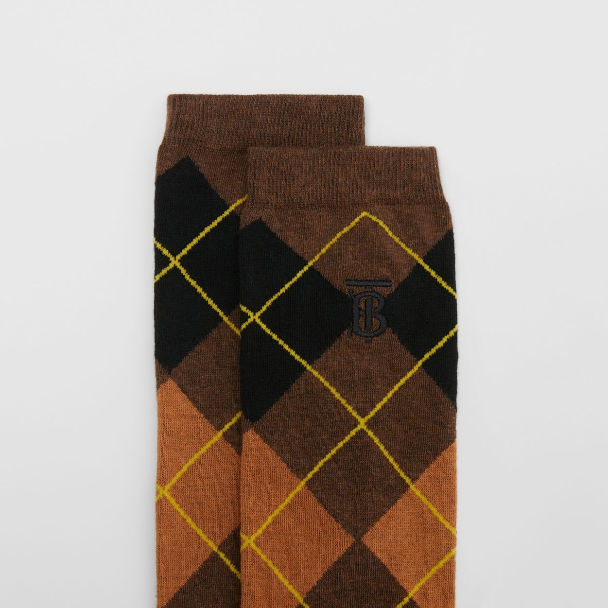 Argyle Intarsia Cotton Blend Calf-length Socks - 2