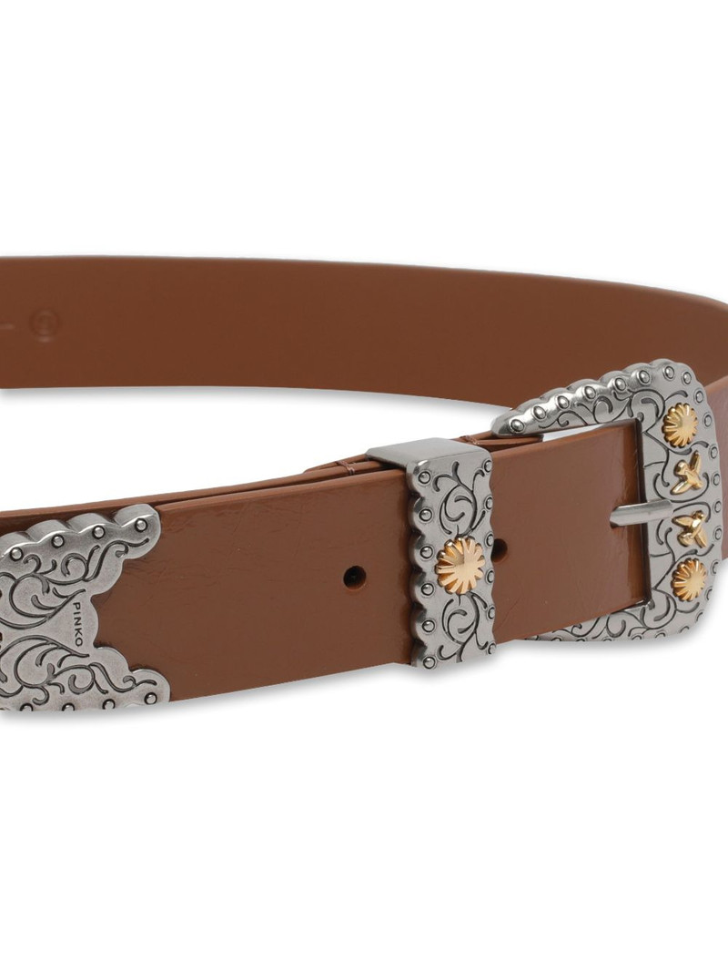 PINKO metallic-buckle leather belt outlook