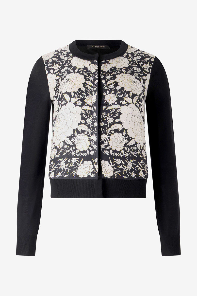 Silk-Blend Cardigan With Flowers 1
