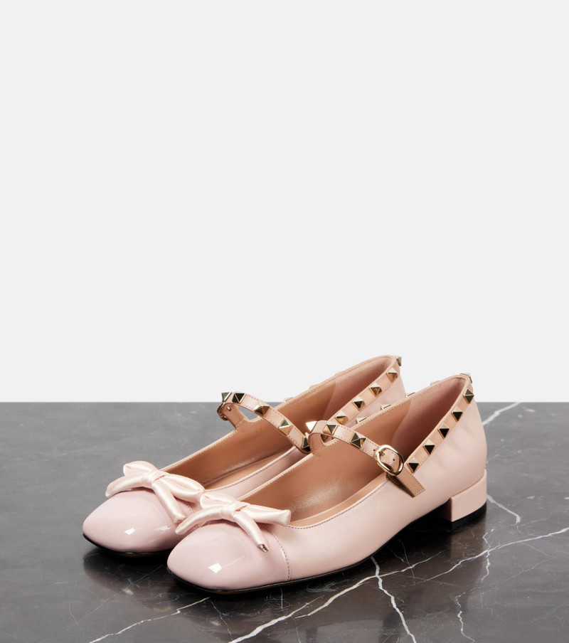 Rockstud Bow leather ballet flats 4