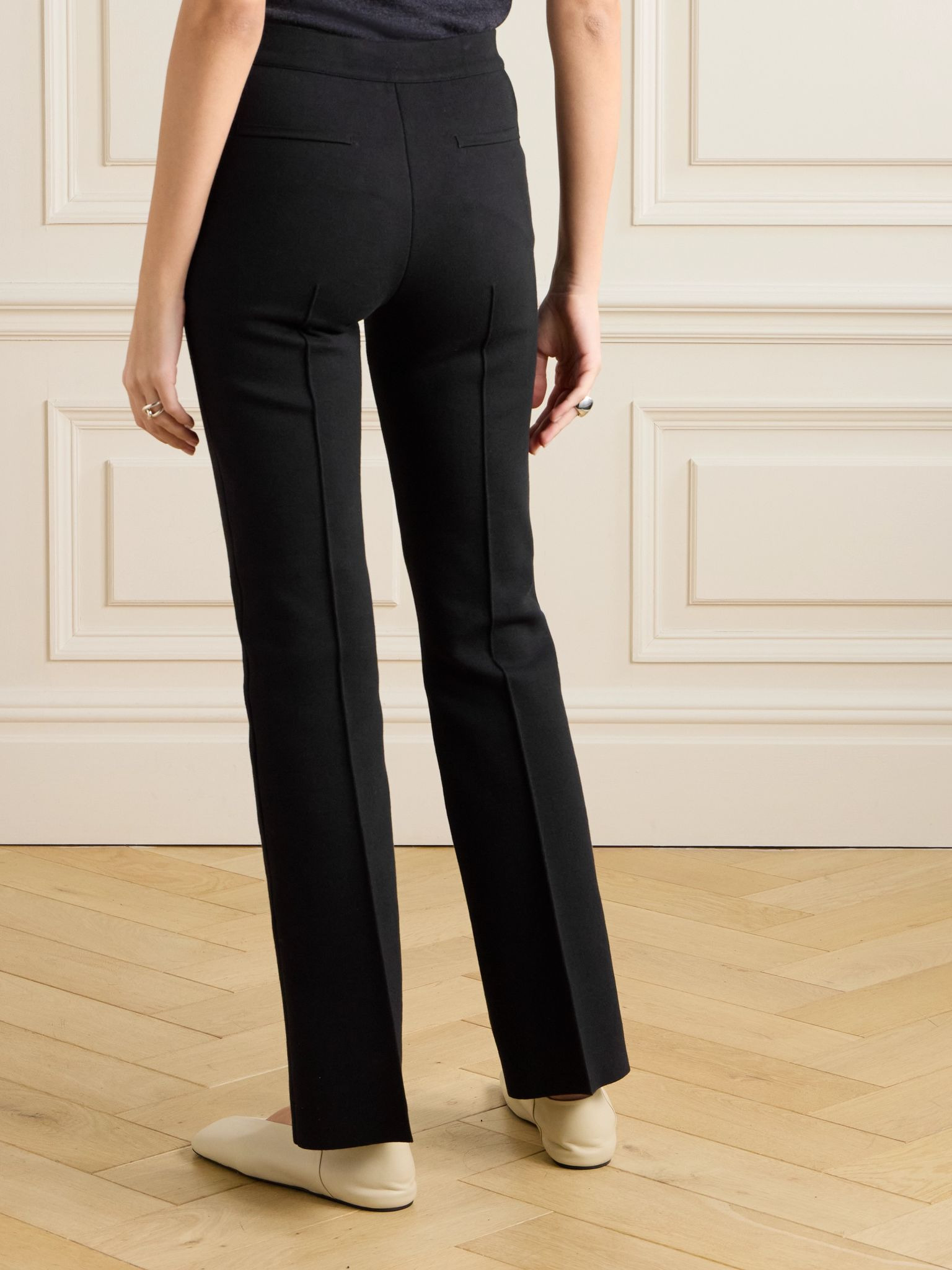 Long Kick stretch-cotton flared pants Black - 3