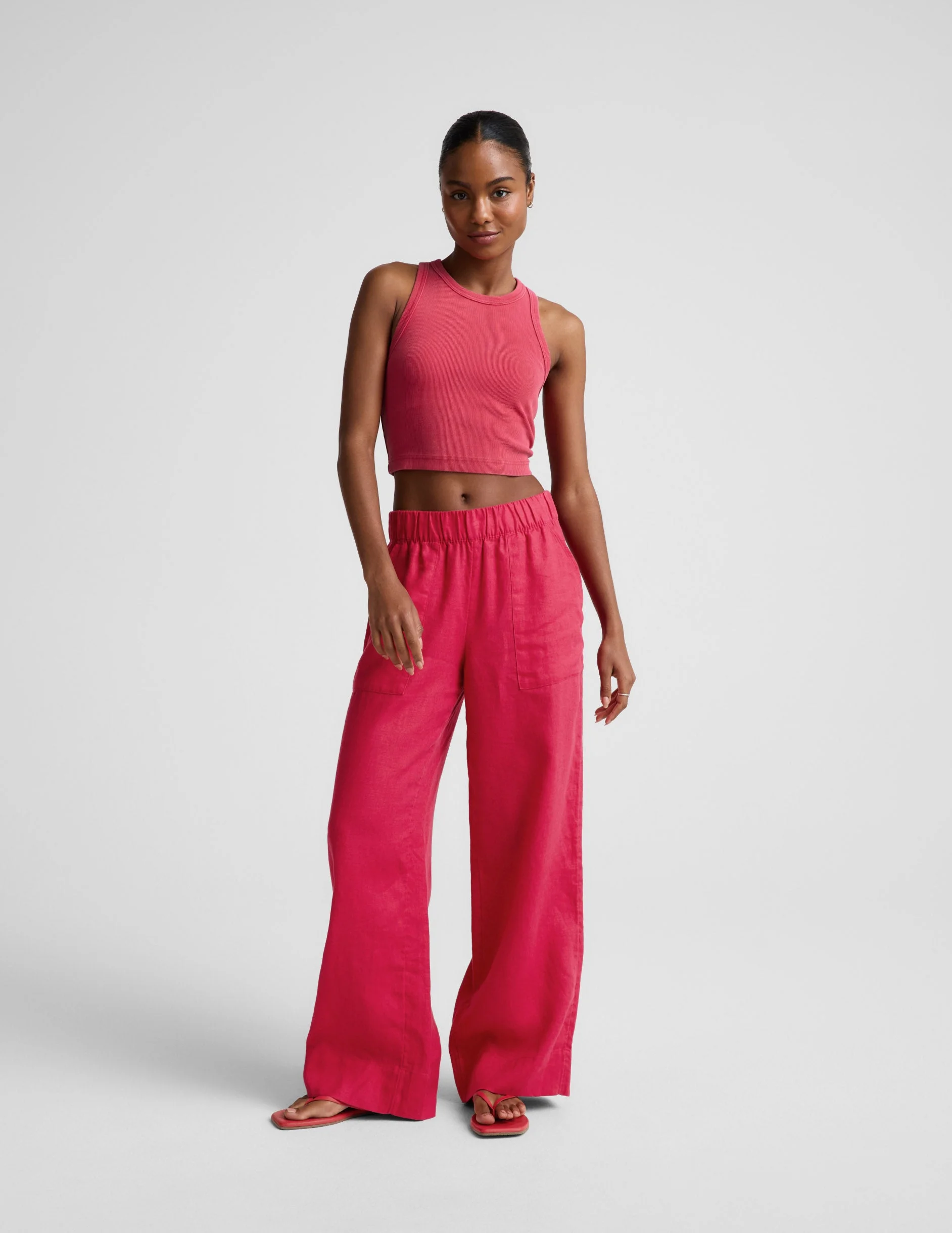 On Repeat Rib High Neck Cropped Tank - 1