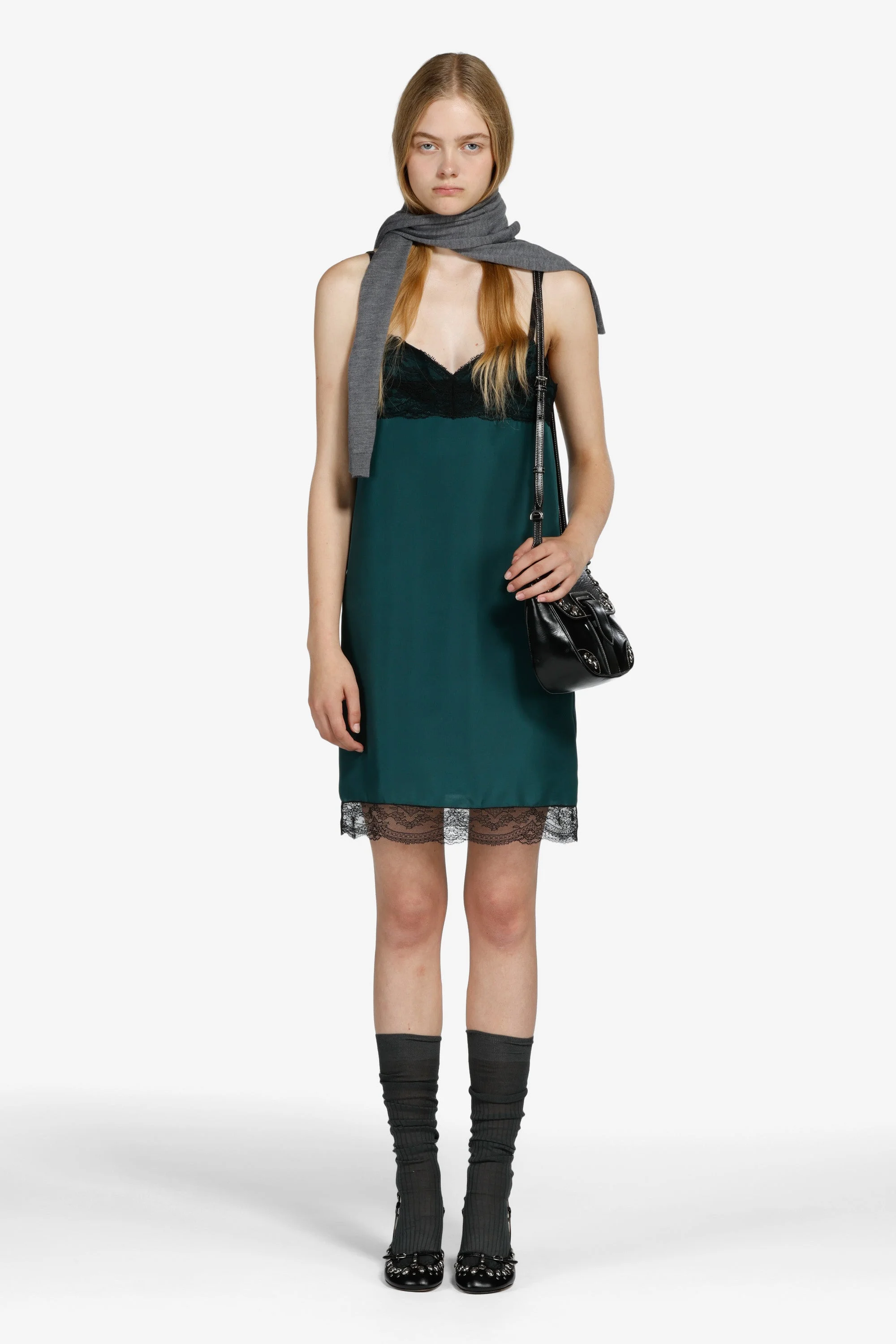 SLIPDRESS WITH LACE DETAILS - 1