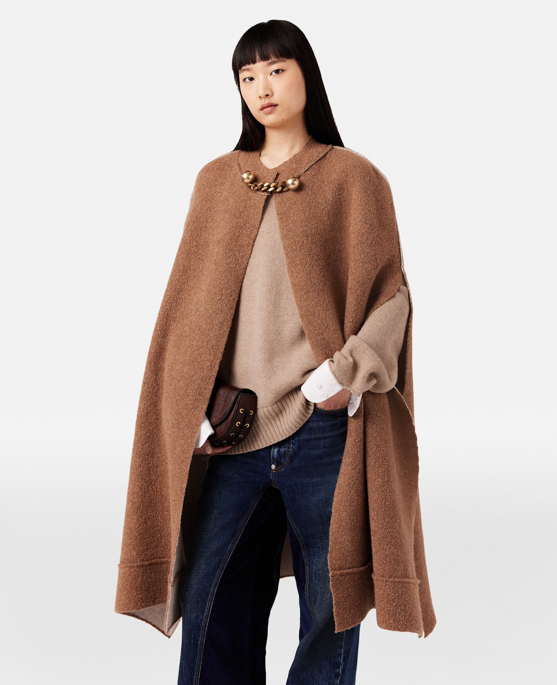 Bauble-Clasp Bouclé Cape - 4