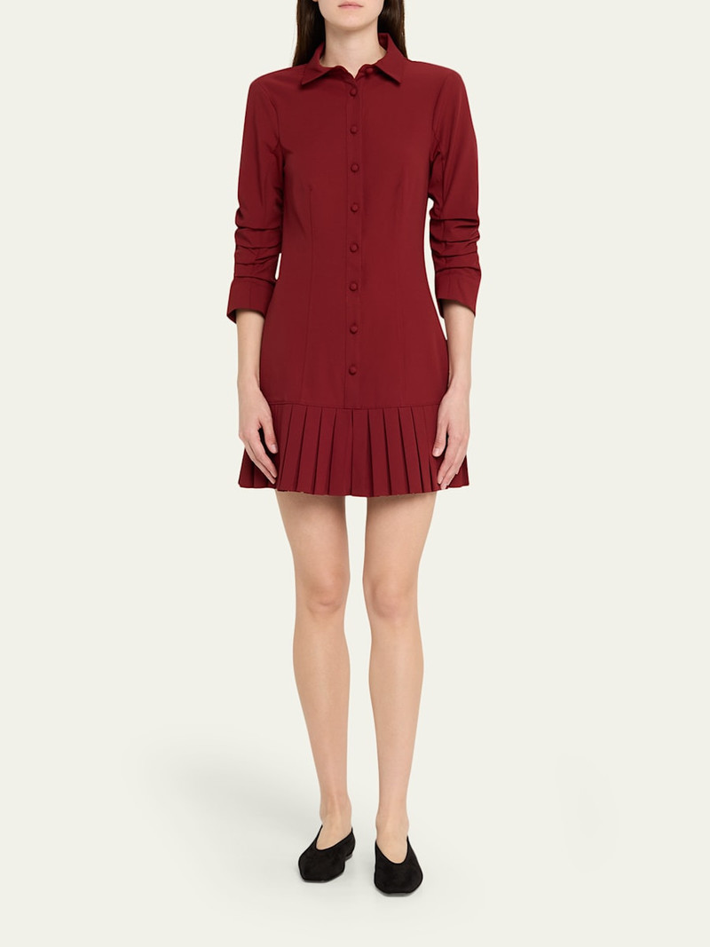Cinq à Sept Lucilla Topstitched Pleated-Hem Mini Shirtdress outlook