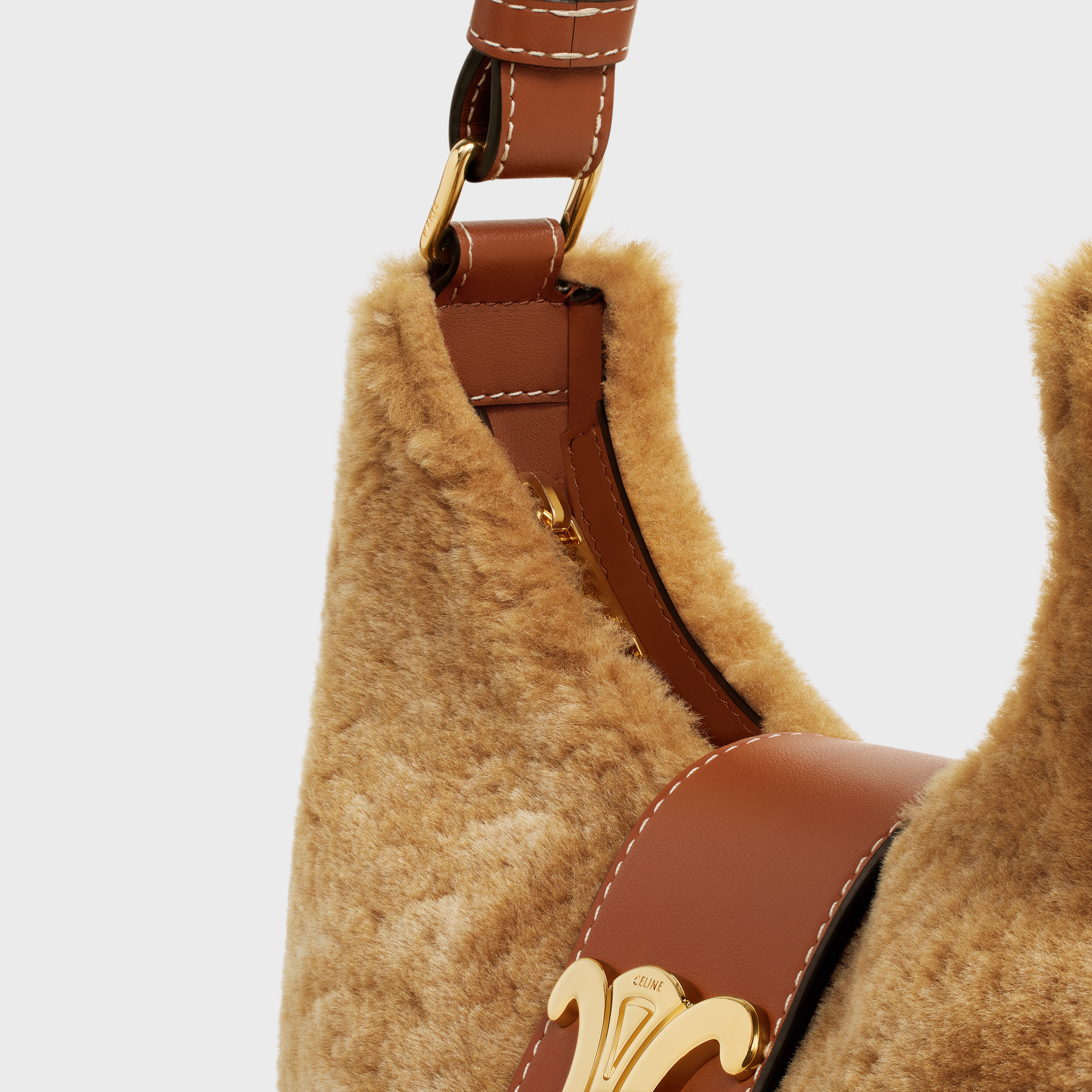 MEDIUM AVA TRIOMPHE BAG in SHEARLING AND CALFSKIN - 5